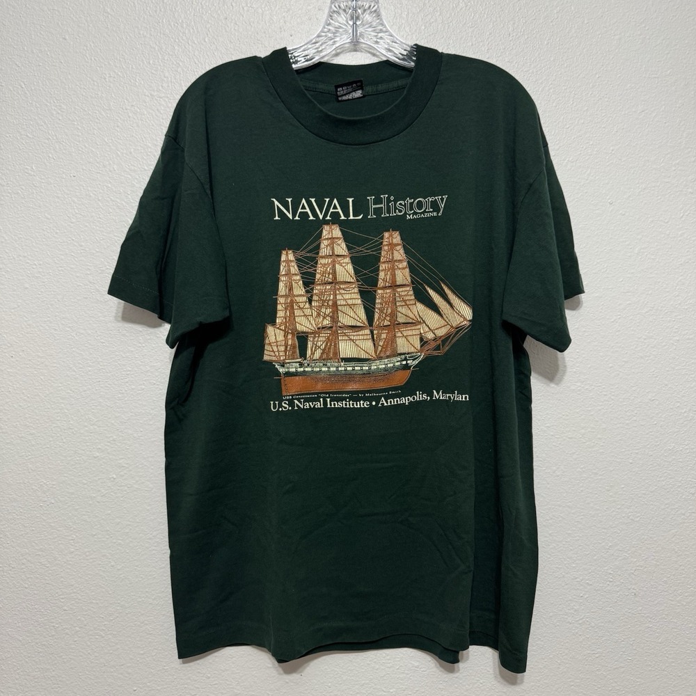 FotL Green Naval History Magazine Single Stitch Short Sleeve T Shirt Men Size XL
